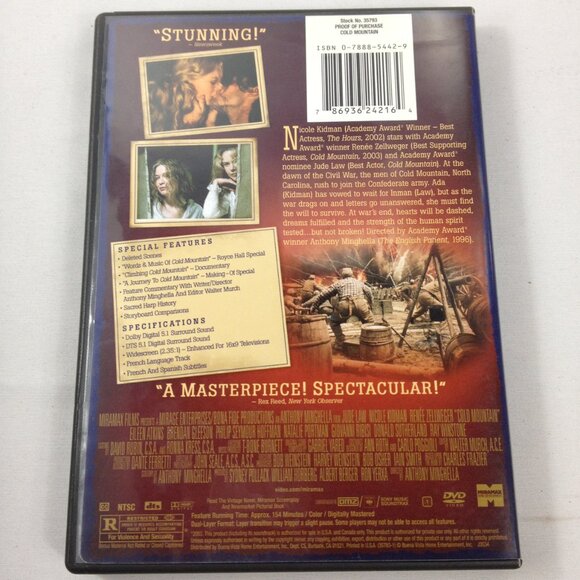 Cold Mountain - 2003 - War/Romance - Rated R - 2 Disc DVD - Used - Picture 2 of 4